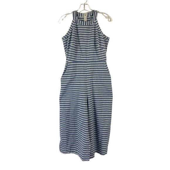 Pants - Women's Blue & White Stripe Pants Jumpsuit
